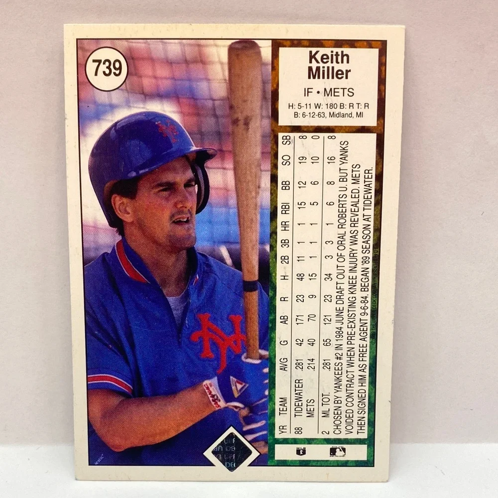 1989 Upper Deck Keith Miller Mets #739 In Person Autograph (079)
